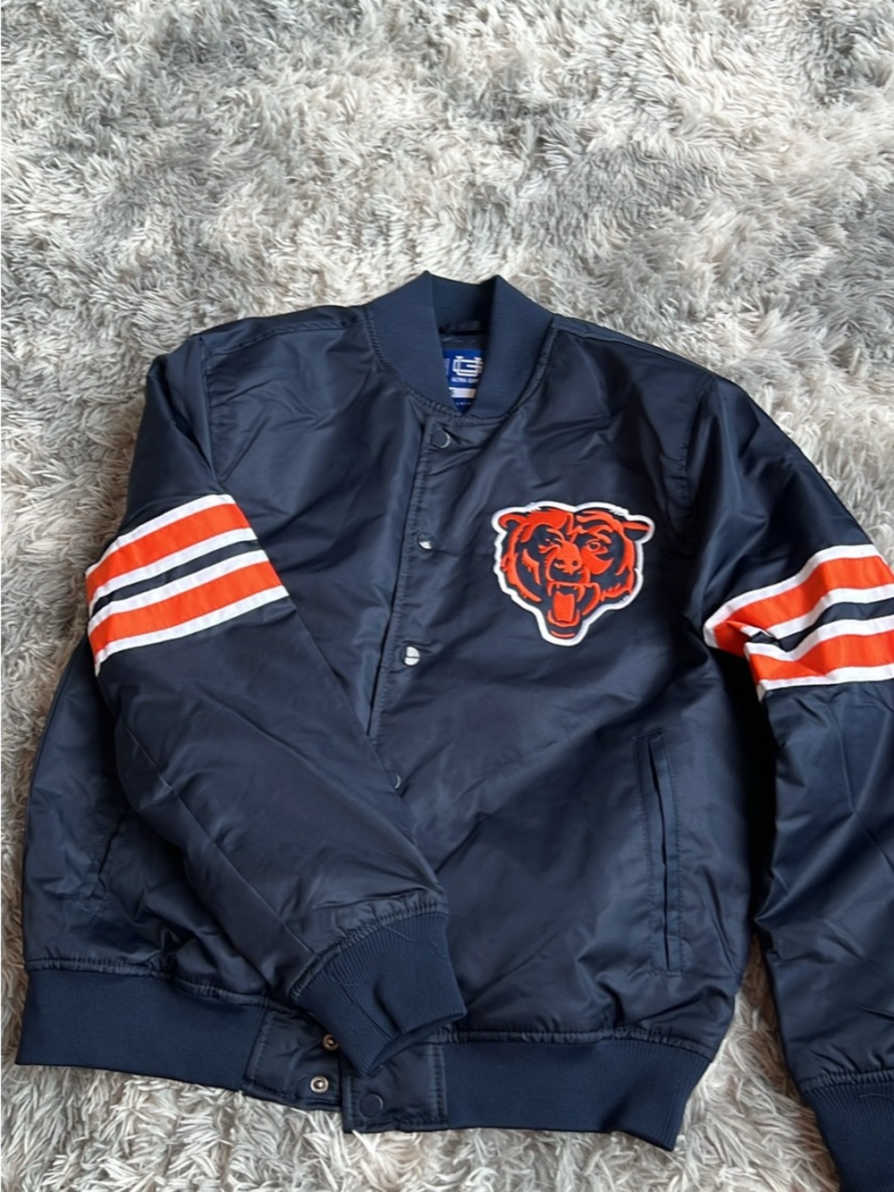 NFL Navy and Orange Bomber Jacket with Team Patch